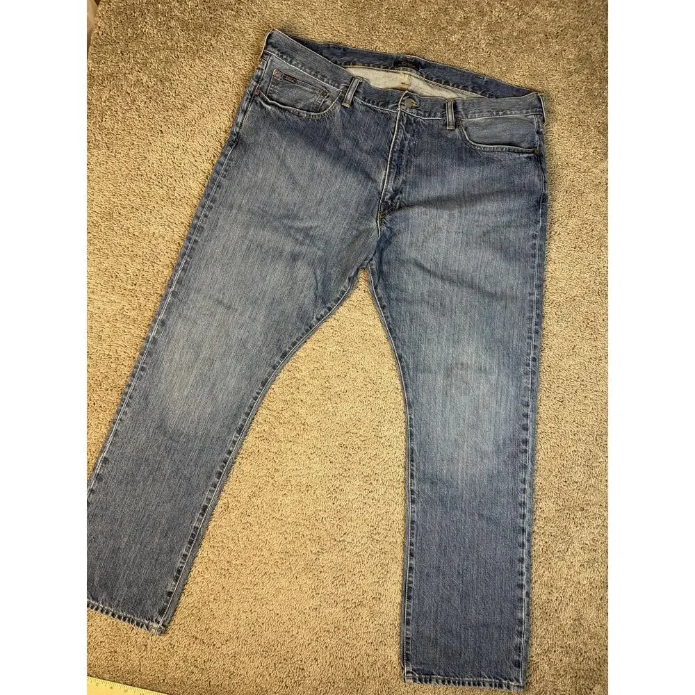 Polo Ralph Lauren Jeans Mens 40x32 Blue Varick Slim Straight Light Wash